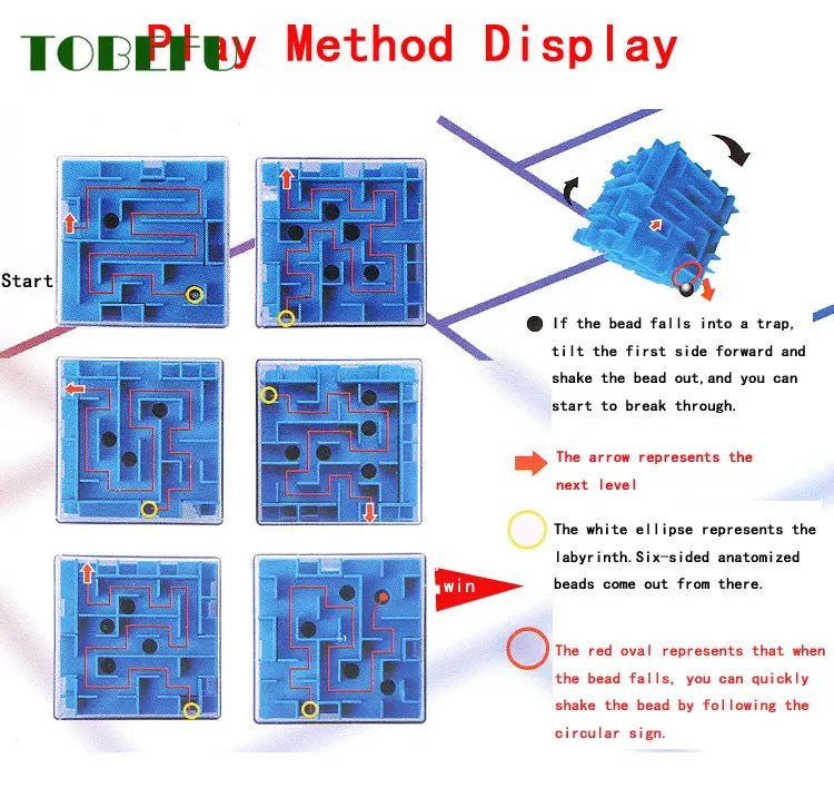 Tobeuf 3d labirinto cubo mágico transparente seis lados quebra-cabeça velocidade cubo rolando bola jogo cubos labirinto brinquedos para crianças educacional