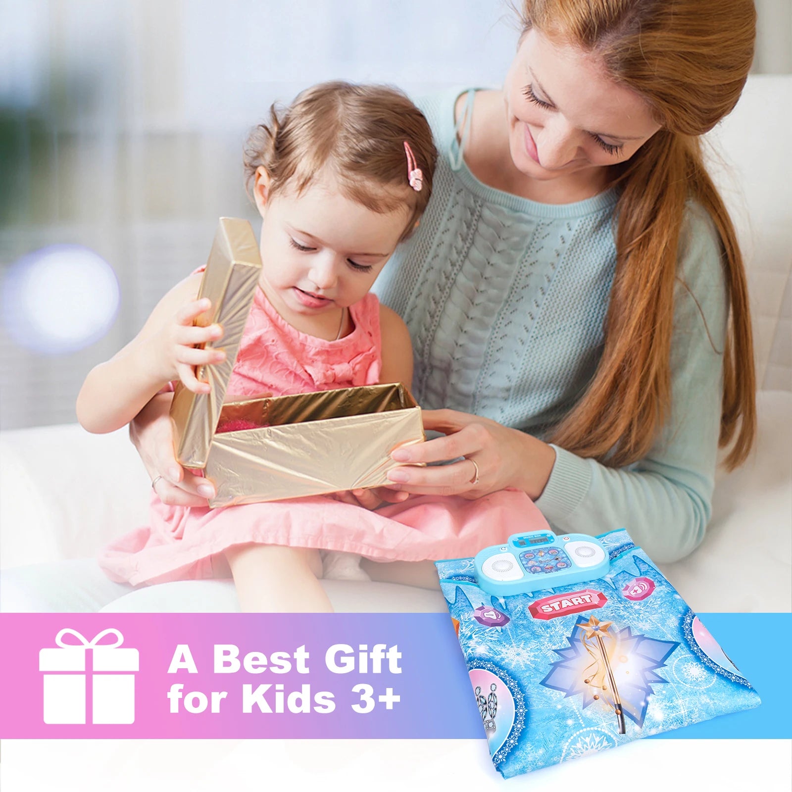 Tapete de dança eletrônico infantil, 106x80cm, cobertor de dança, modo de jogadores duplos com 9 níveis, cobertor musical para chão infantil, brinquedos educativos