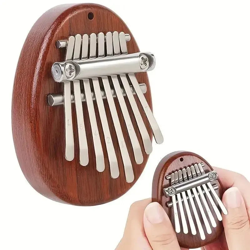 Mini Kalimba De Madeira Dedo Polegar Piano, Presente Pingente Requintado, Bom Acessório Musical, 8 Chaves, Alta Qualidade