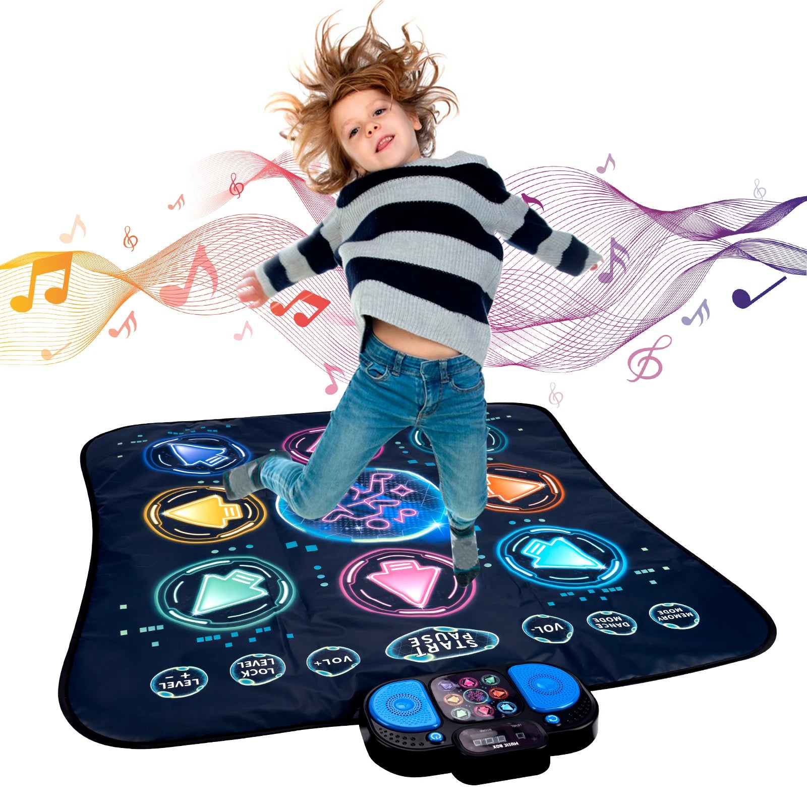 Tapete de dança eletrônico infantil, 106x80cm, cobertor de dança, modo de jogadores duplos com 9 níveis, cobertor musical para chão infantil, brinquedos educativos
